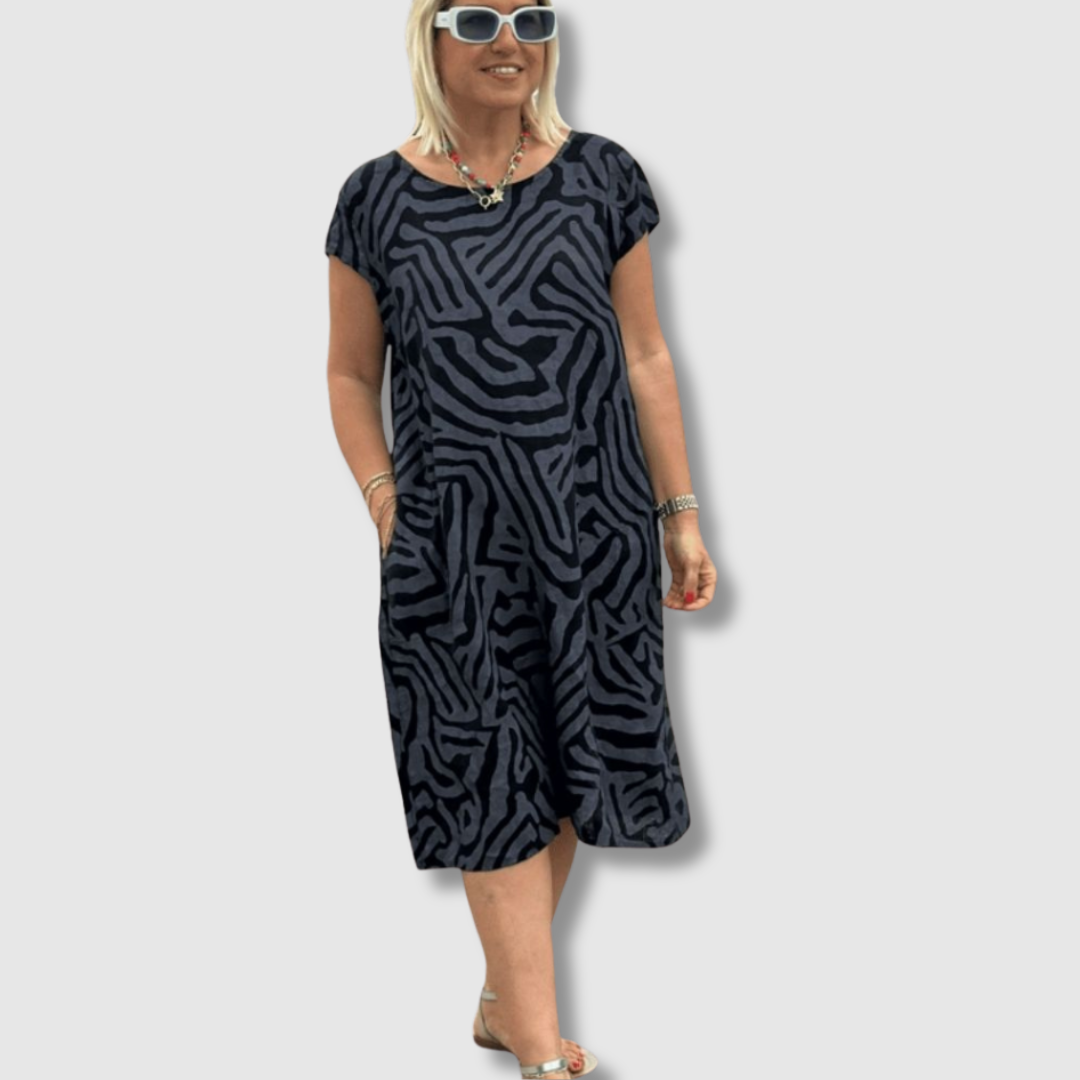 Nelia™ | Sommerkjole med rund hals og smukt print