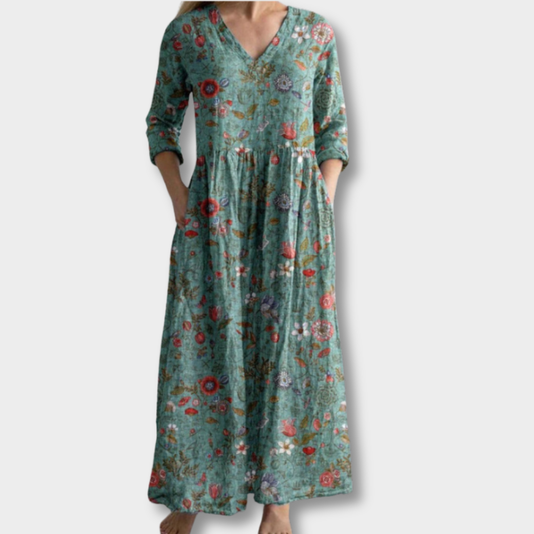 Celestine™ | Maxi kjole med vintage blomsterprint