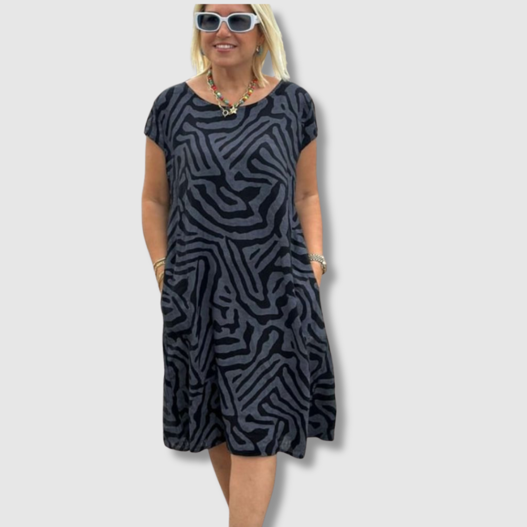 Nelia™ | Sommerkjole med rund hals og smukt print