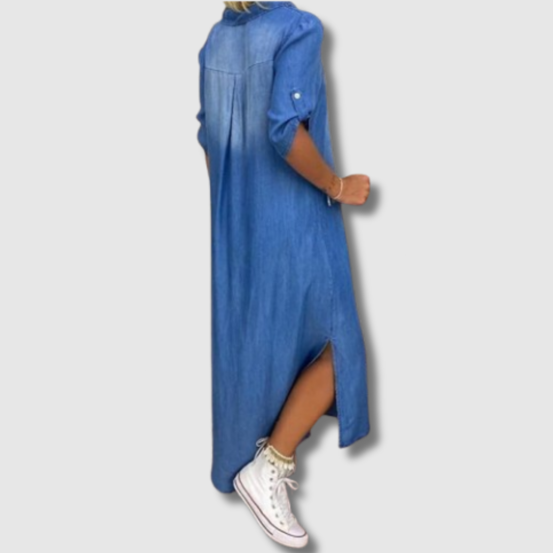 Ilse™ | V-hals denimkjole