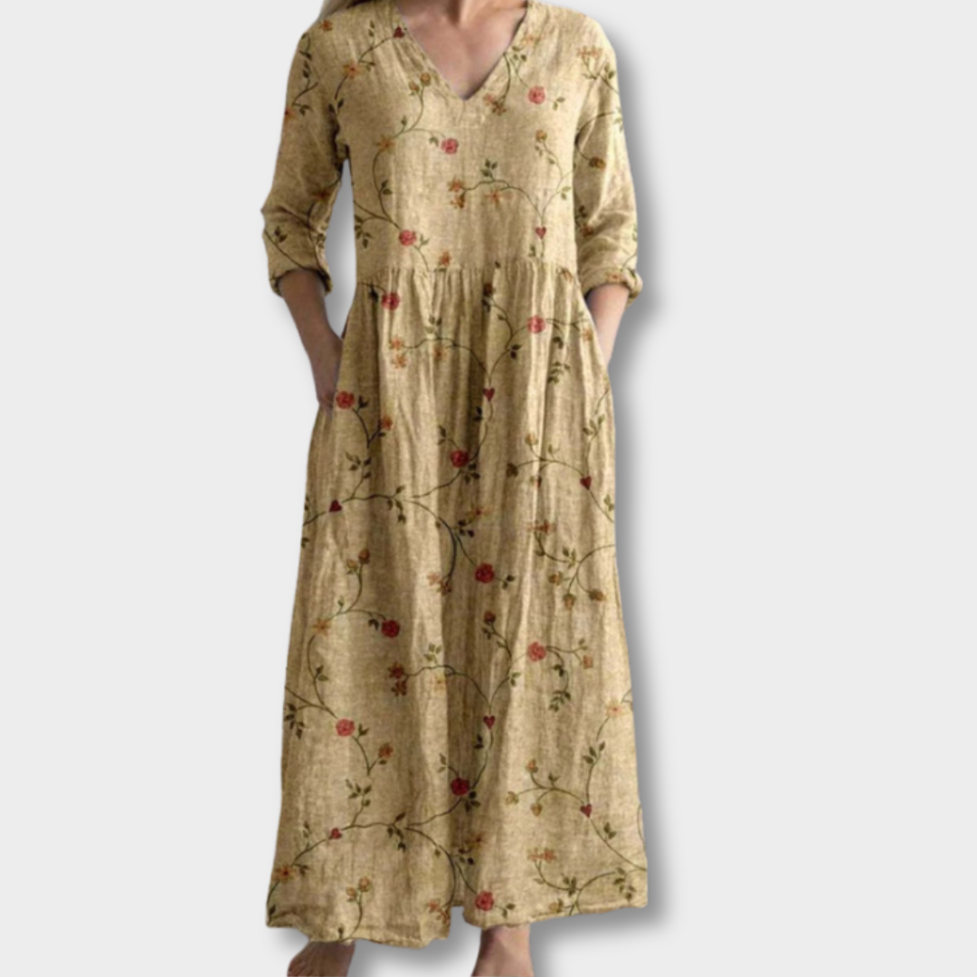 Celestine™ | Maxi kjole med vintage blomsterprint