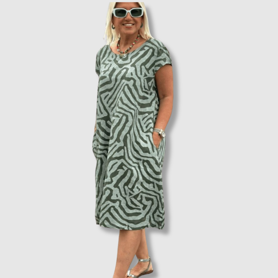 Nelia™ | Sommerkjole med rund hals og smukt print