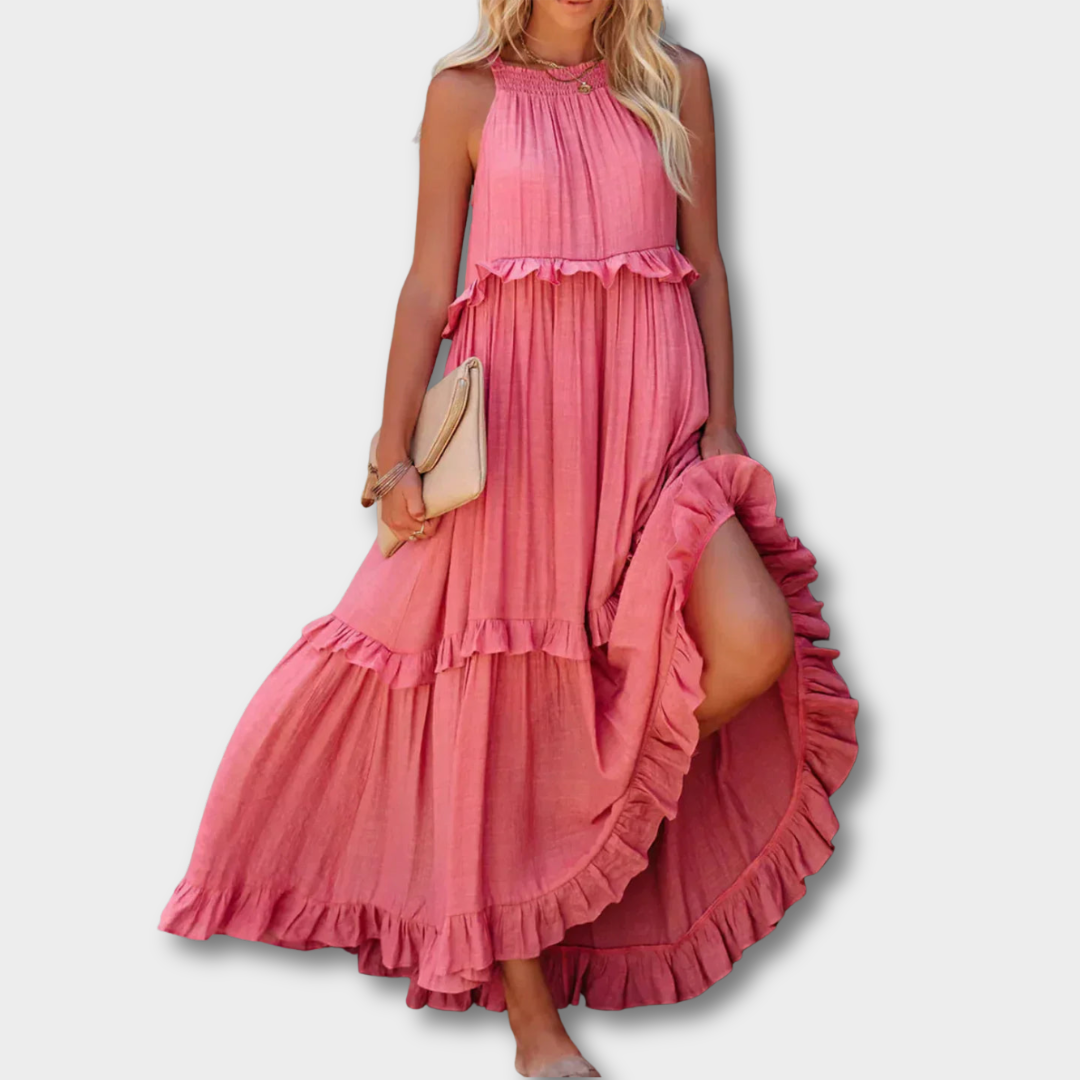 ANETA™ | Elegant ærmeløs kjole med flæser