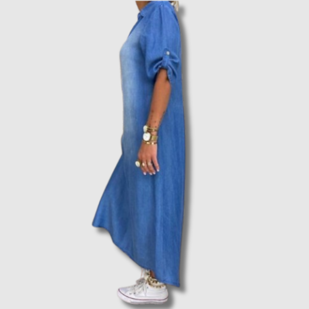 Ilse™ | V-hals denimkjole