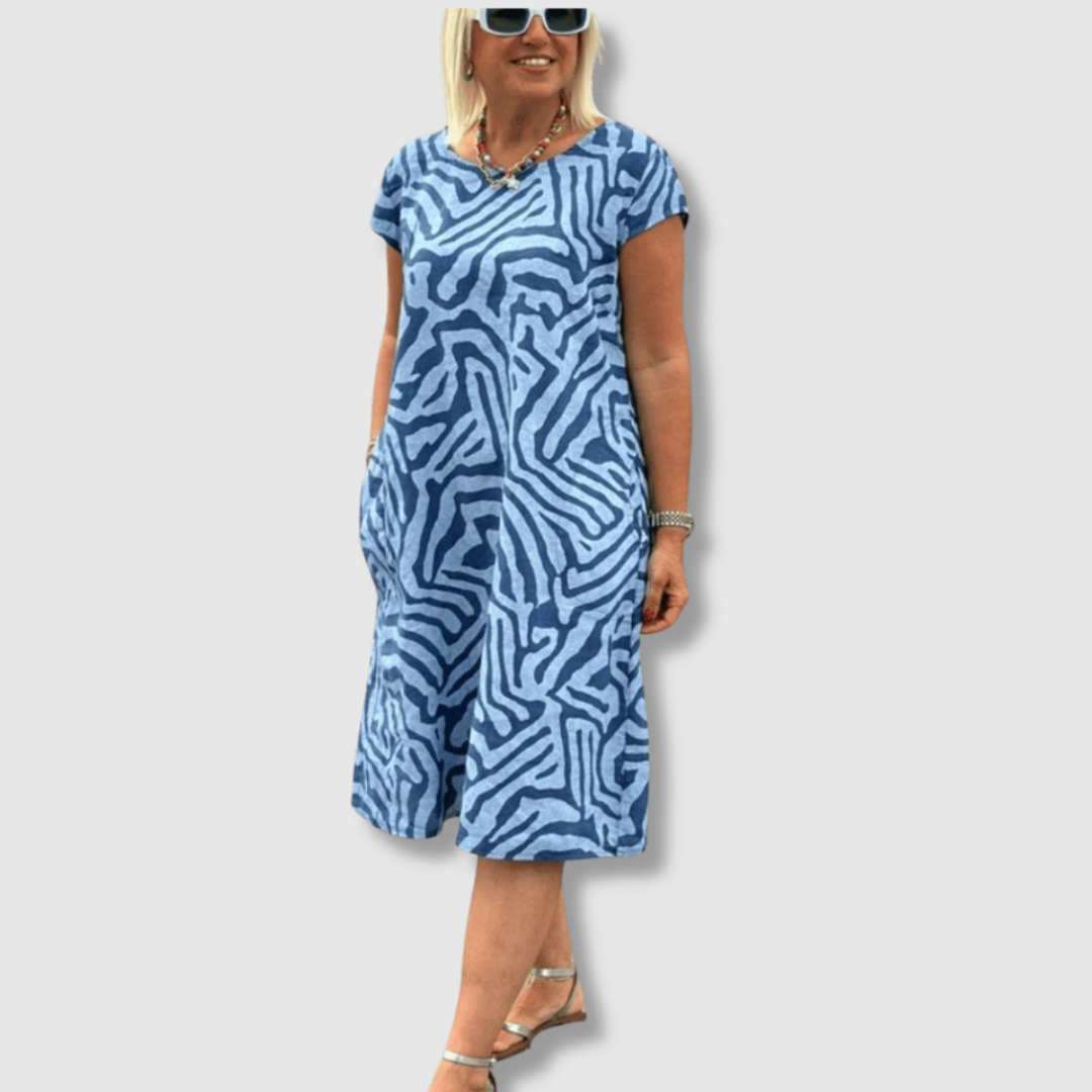 Nelia™ | Sommerkjole med rund hals og smukt print
