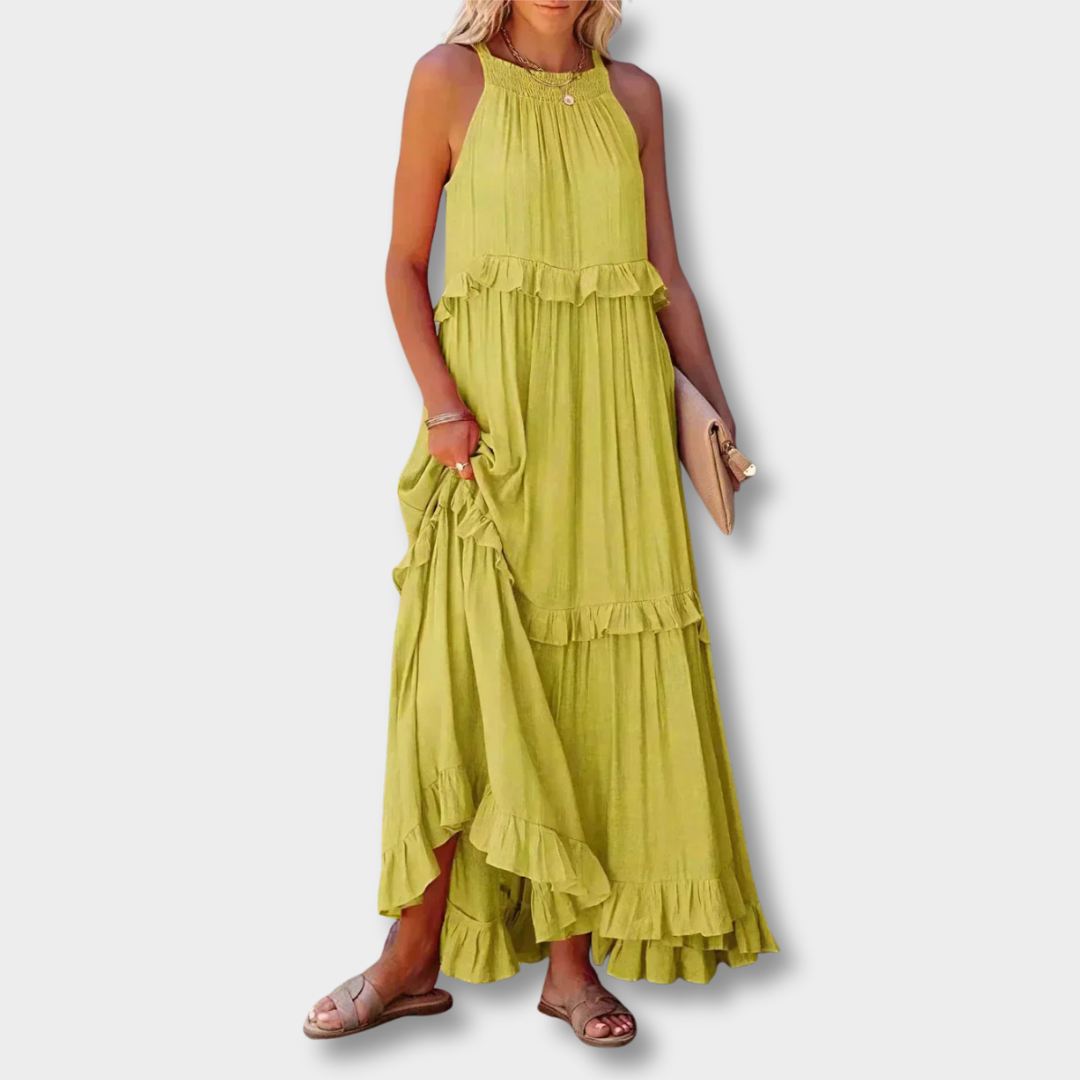 ANETA™ | Elegant ærmeløs kjole med flæser