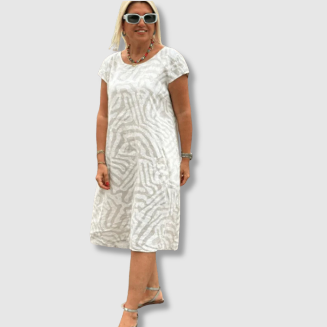 Nelia™ | Sommerkjole med rund hals og smukt print