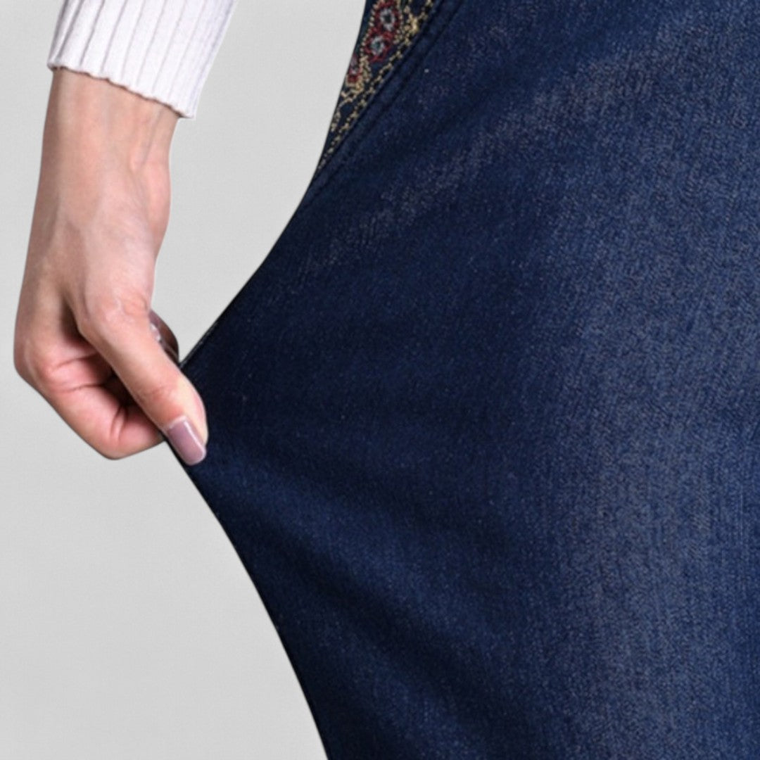 Maira™ | Damejeans med sidelommer og elastisk talje