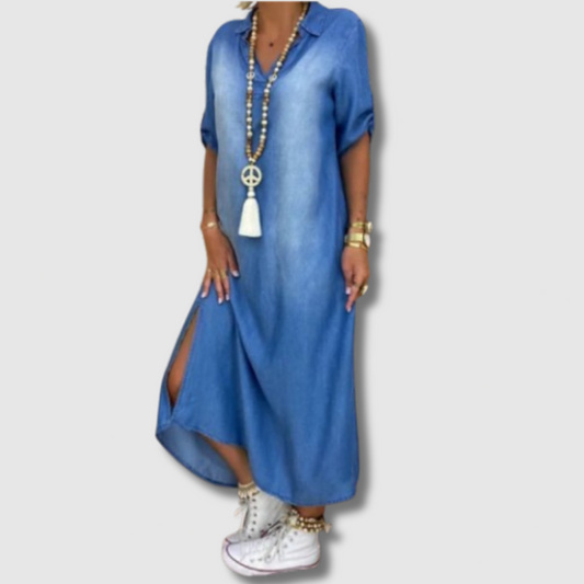 Ilse™ | V-hals denimkjole