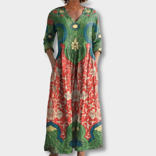 Celestine™ | Maxi kjole med vintage blomsterprint
