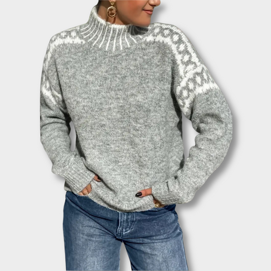 Alvera™ | Elegant Striktrøje med Halvhøj Krave