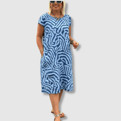 Nelia™ | Sommerkjole med rund hals og smukt print