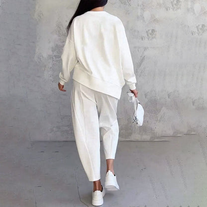 Léa™ | To-delt sæt med langærmet top og løstsiddende bukser